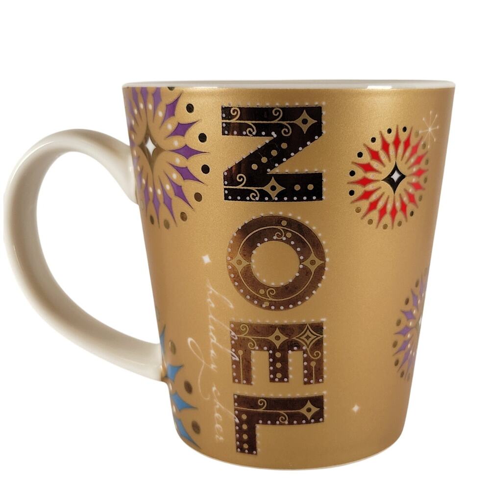 Starbucks 2006 Gold Noel Holiday Cheer Mug 14oz Christmas Coffee Cup Rare